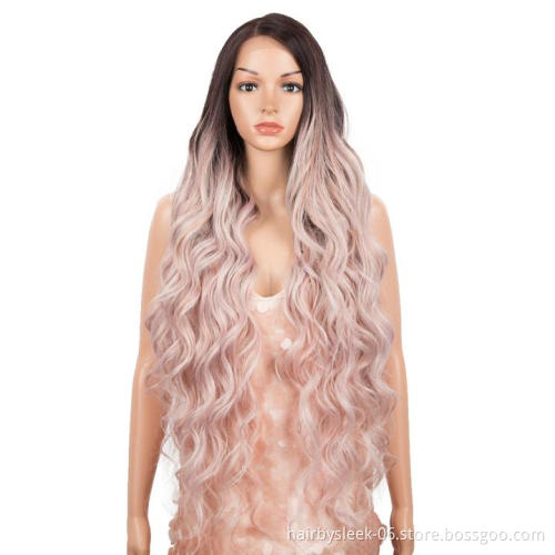 36 Inch AMALFI Easy 360 Synthetic Lace Wig  High Heat Resistant Fiber 13*6 Lace Frontal  Long Body Wavy Wig Synthetic hair wigs